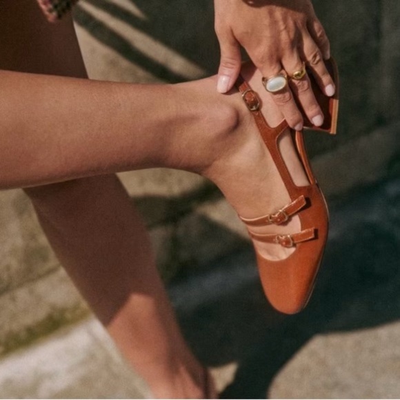 Sezane Paula Babies in Polished Camel Sz 38 (US 7) - Picture 3 of 12